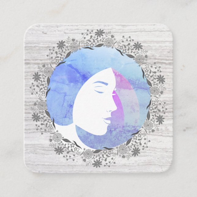 Chic Salon Stylist | Hair Dresser | Blommigt Fyrkantigt Visitkort (Framsida)