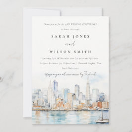 Chic San Francisco Landscape Wedding Anniversary Inbjudningar