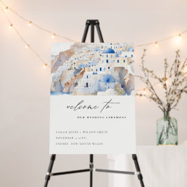 Chic Santorini Greece Watercolor Bröllop Välkommen