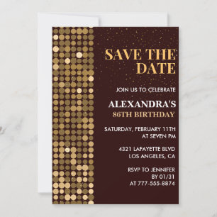 Chic Save the date Guld 86-årsdag inbjudningar