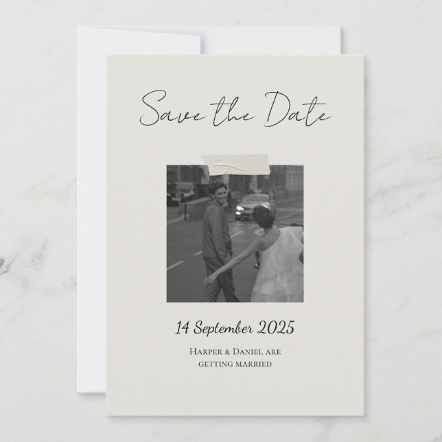 Chic Save The Date-kort med personlig touch Tack Kort (Framsida)