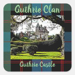 Chic Scottish Guthrie Klan, Castle Tartan Sticker Fyrkantigt Klistermärke