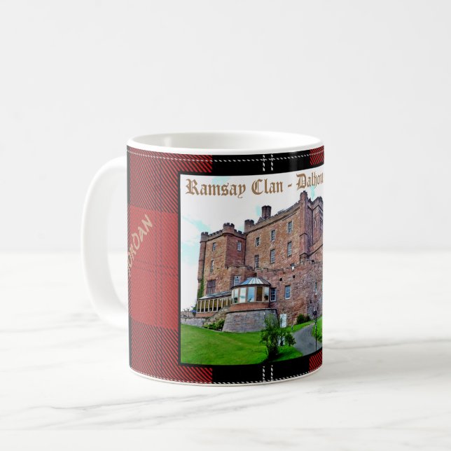 Chic Scottish Ramsay Klan Castle Tartan Namn Kaffemugg (Framsida vänster)
