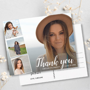 Chic Script 4 Photo Collage Studenten Tack Vykort