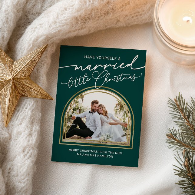 Chic Script Arch Helgdag Bröllop avisering Helg Vykort (Skapare uppladdad)