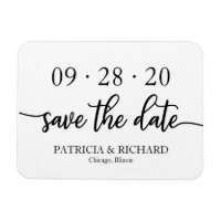 Chic Script Black and White Bröllop spara datum