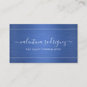 Chic Script Blue Metallic Se modern Minimalist Visitkort