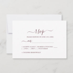 Chic Script Burgundy Minimal Bröllop OSA Kort