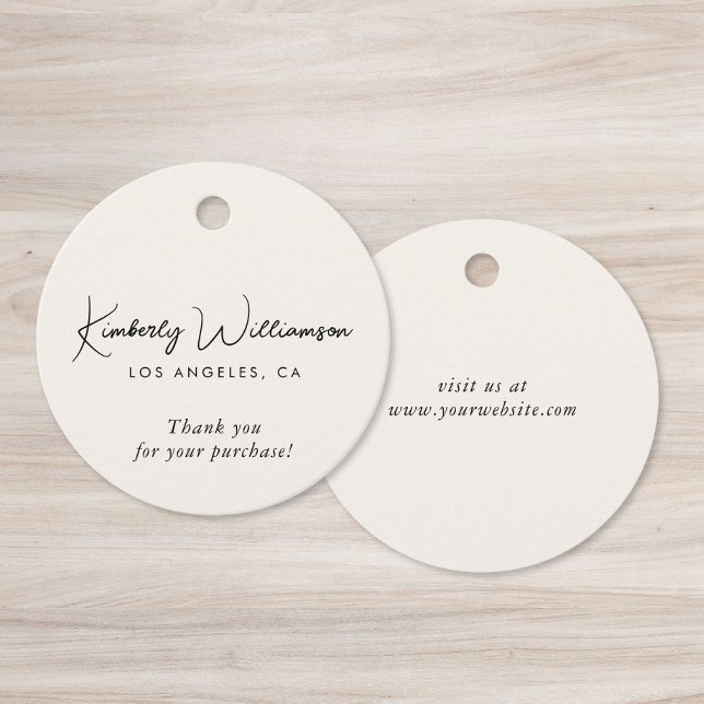 Chic Script Business Kräm Tacksamt Presentkort Gåvor Etiketter (Chic Script Business Cream Thank You Gift Tag)