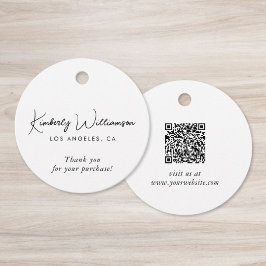 Chic Script Business QR Code Thank You Gift Tag Gåvor Etiketter