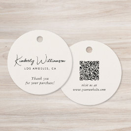 Chic Script Business QR Code Thank You Gift Tag Gåvor Etiketter