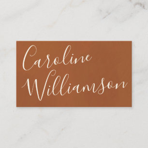 Chic Script Calligraphy Elegant Terracotta Struktu Visitkort