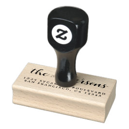 Chic Script Calligraphy Family Namn Returadress Stämpel