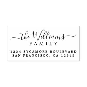Chic Script Calligraphy Family Namn Returadress Stämpel