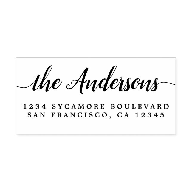 Chic Script Calligraphy Family Namn Returadress Stämpel (Tryck)