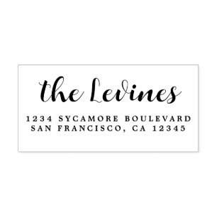 Chic Script Calligraphy Family Namn Returadress Stämpel
