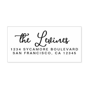 Chic Script Calligraphy Family Namn Returadress Stämpel