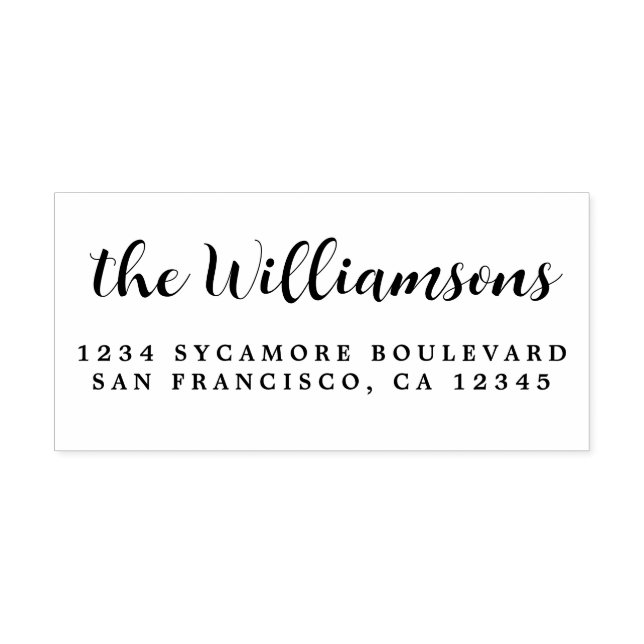 Chic Script Calligraphy Family Namn Returadress Stämpel (Tryck)