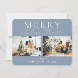 Chic Script Calligraphy God jul Two Photo Anteckningskort