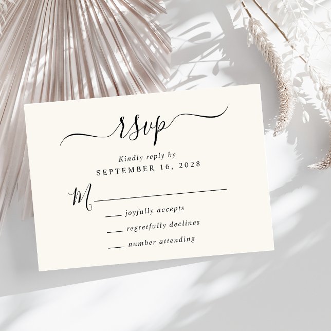 Chic Script Cream Bröllop OSA Kort (Skapare uppladdad)