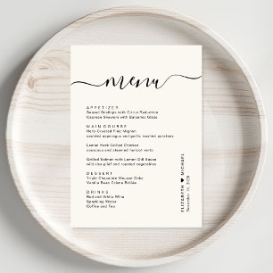 Chic Script Cream Bröllopsmottagning Meny