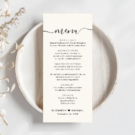 Chic Script Cream Wedding Reception Meny