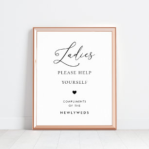 Chic Script Dam Bathroom Basket Bröllop-tecken Poster
