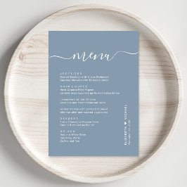 Chic Script Dusty Blue Wedding Reception Meny