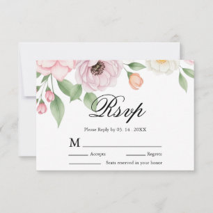 Chic Script Elegant Pastell Flerårig Rosen Bröllop OSA Kort