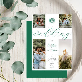 Chic Script Emerald Irish Kor 4 Photo Bröllop Inbjudningar