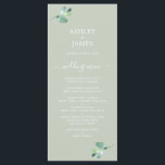 Chic Script Eucalyptus Foliage Grönt Bröllop Meny<br><div class="desc">Elegant enkel meny bröllop med vitt handskript med chic och en snyggt av grönt eucalyptus foliage på bakgrunden till pastellgrönten. Lägg bara till dina uppgifter om bröllop. Enbart designad för dig av Lycklig Dolphin Studio. Om du har några frågor eller förfrågningar kan du kontakta oss på happydolphinstudio@outlook.com. Vi är lycklig...</div>