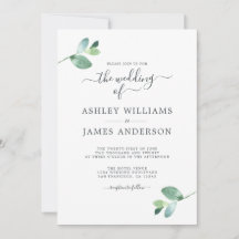Chic Script Eucalyptus Foliage Minimal Bröllop