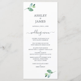 Chic Script Eucalyptus Foliage Minimal Bröllop Meny