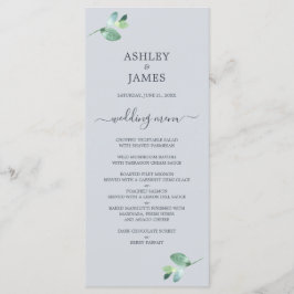 Chic Script Eucalyptus Foliage Pastel Blue Bröllop Meny