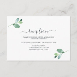 Chic Script Eucalyptus Foliage Wedding Reception Tilläggskort