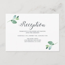 Chic Script Eucalyptus Foliage Wedding Reception Tilläggskort