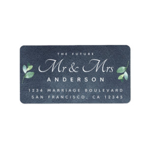 Chic Script Foliage Future, fru Bröllop Adress Adressetikett