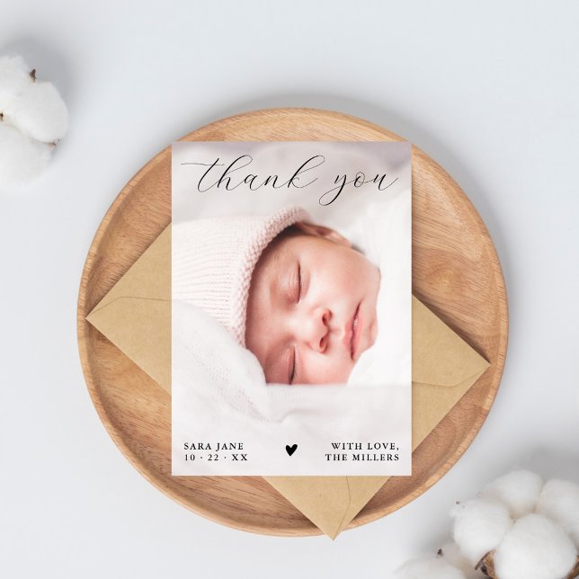 Chic Script Fullt Anpassningsbar Photo Baby Shower Tack Kort (Skapare uppladdad)