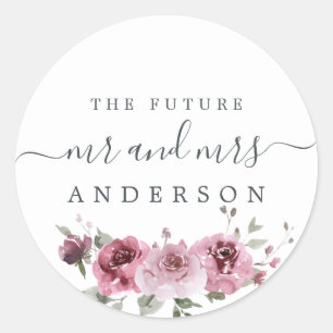 Chic Script Future Mr. Burgundy Blommigt Rosa Runt Klistermärke