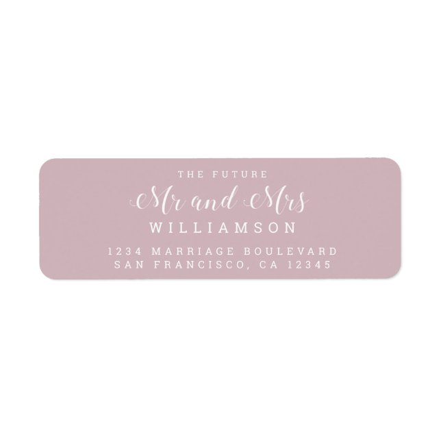 Chic Script Future Mr Mrs Bröllopsreturadress Returadress Etikett (Framsidan)