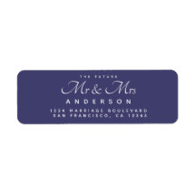 Chic Script Future Mr. Mrs Navy Blue Returadress