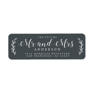 Chic Script Future Mr. Mrs Off-Black Returadress Etikett