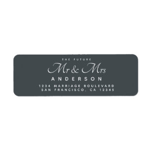 Chic Script Future Mr. Mrs Off-Black Returadress Etikett