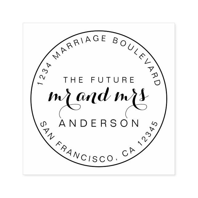 Chic Script Future Mr. Round Returadress Rub Stämpel (Tryck)