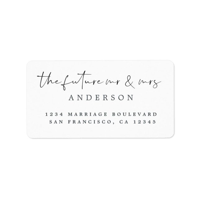 Chic Script Future, Mrs Bröllop Returadress Adressetikett (Framsidan)
