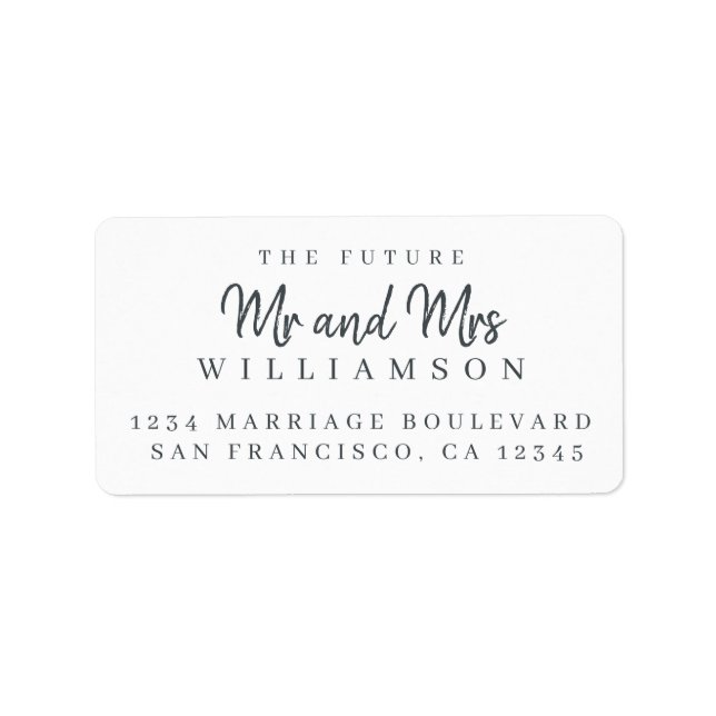 Chic Script Future, Mrs Bröllop Returadress Adressetikett (Framsidan)