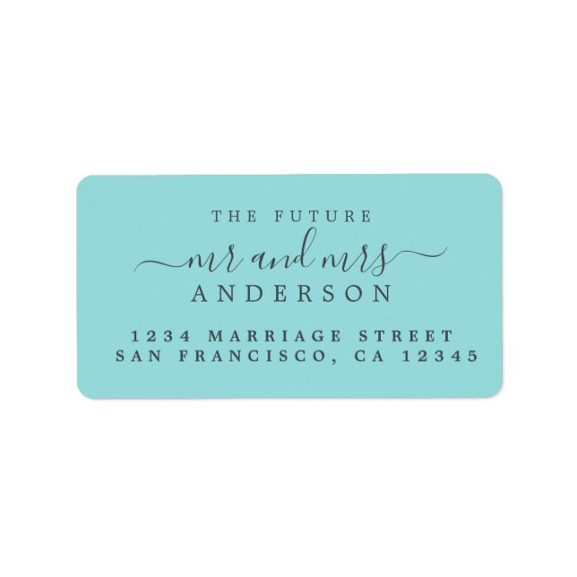 Chic Script Future, Mrs Bröllop Returadress Adressetikett (Framsidan)