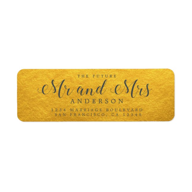 Chic Script Future, Mrs Bröllop Returadress Etikett (Framsidan)