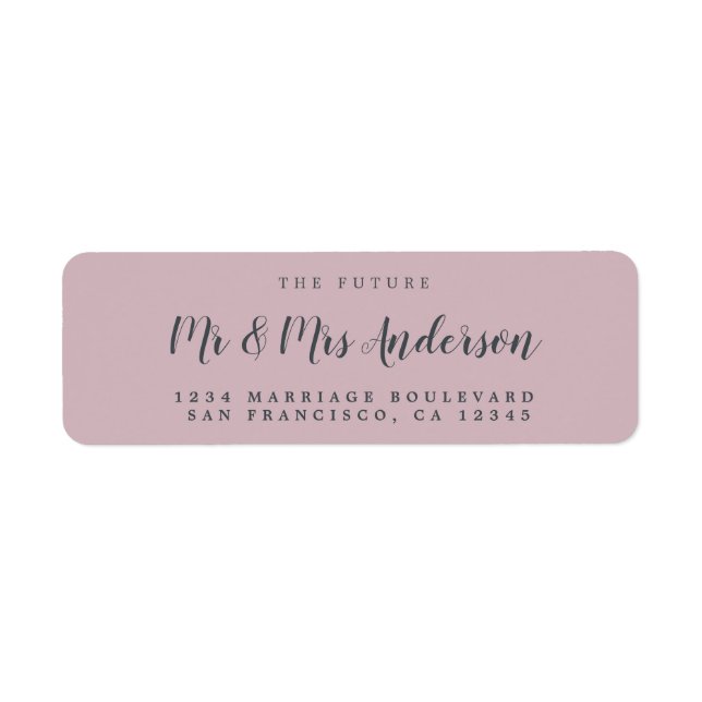 Chic Script Future, Mrs Bröllop Returadress Etikett (Framsidan)