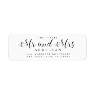 Chic Script Future, Mrs Bröllop Returadress Etikett